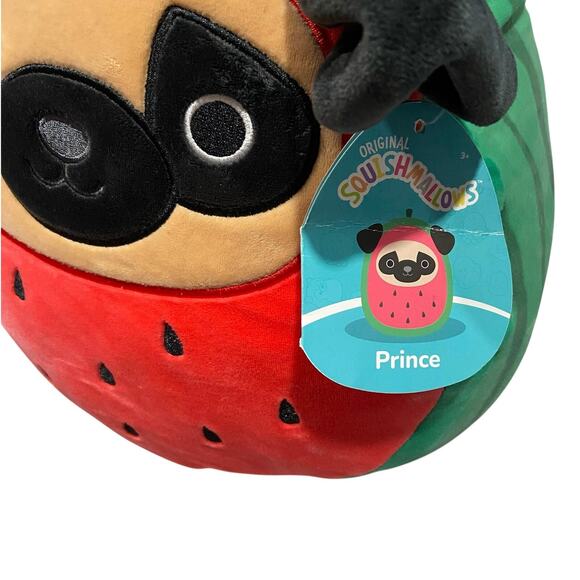 Squishmallow 12" Prince The Pug Dog Plush In Watermelon Costume KellyToy Tag - Picture 3 of 4